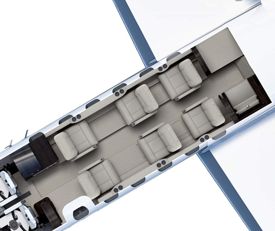 Interior layout of the AirSprint CJ2+ plane