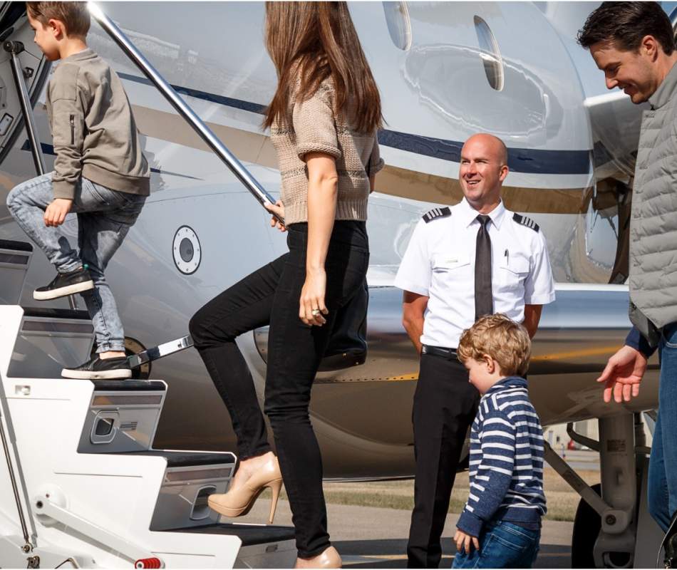 AirSprint Legacy 450 passengers boarding the plane
