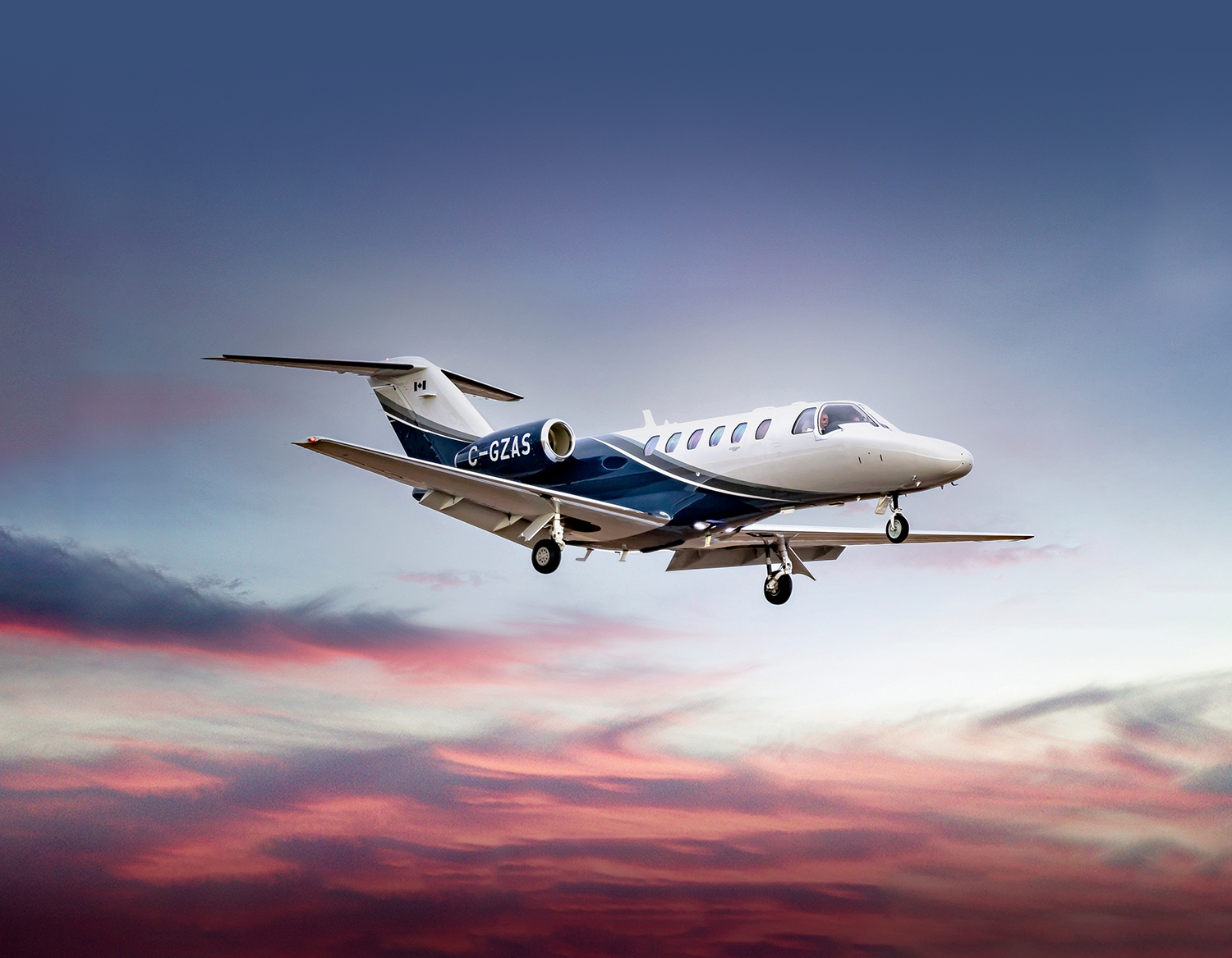 Citation CJ2+ | Calgary Arrival at Sunset