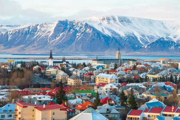 Reykjavik the capital city of Iceland above view from Perlan