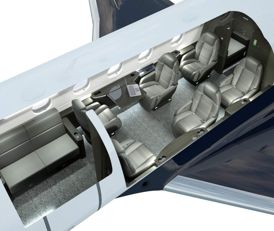 P500 Airsprint Scheme 1 Dark Seats View Cutaway REV
